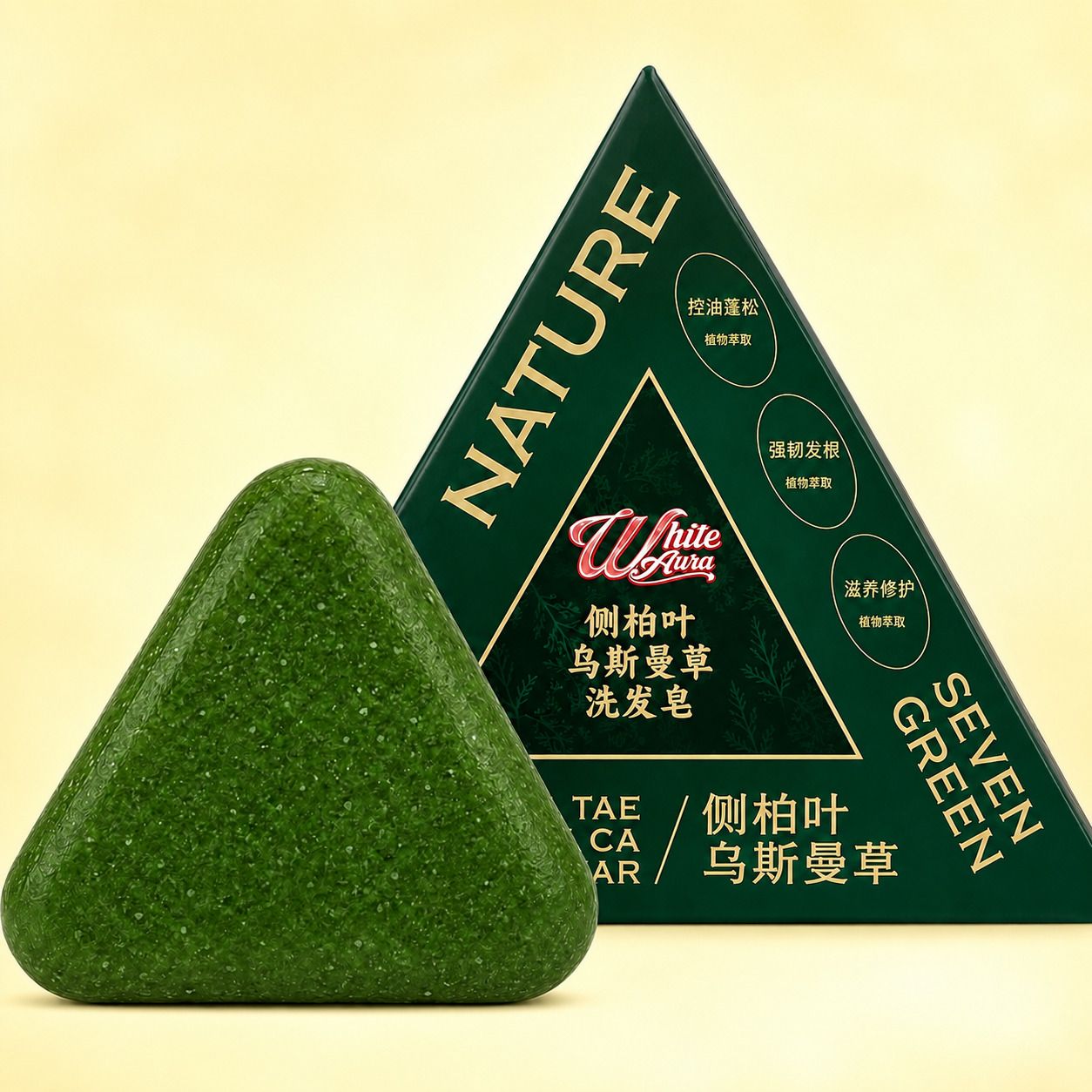 white aura Nature green soap shampoo bar with neem for itch-free scalp daily care-picture-12