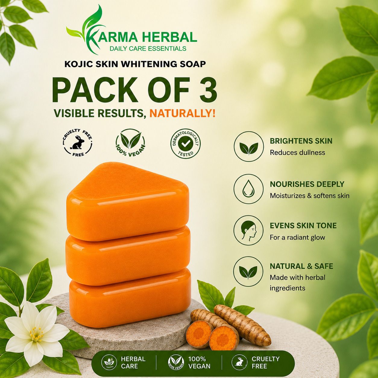 Kojic Skin Whitening Soap | Dr kayle Inspired Brightening Care | Pack of 3 |-image-14