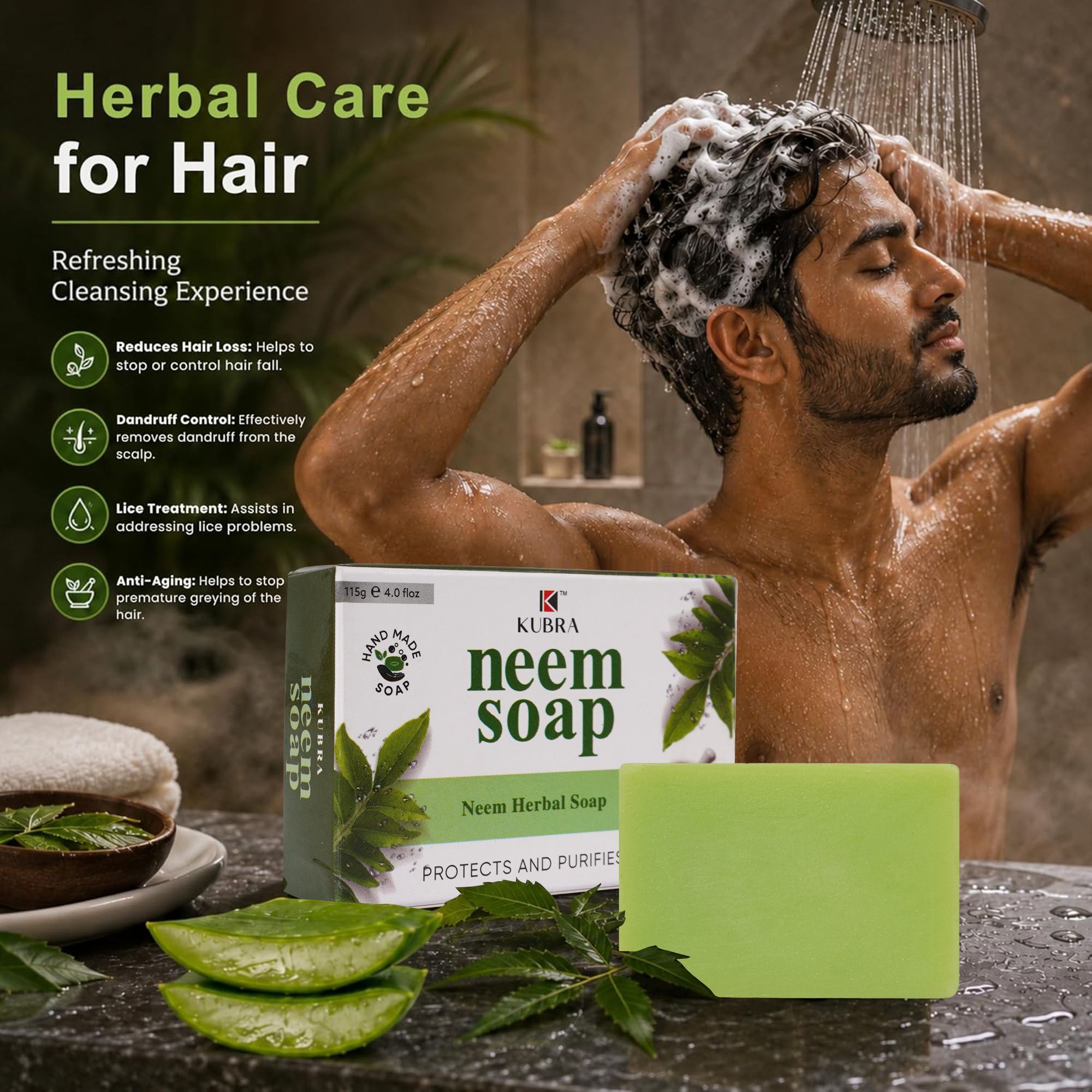 kubra Neem Herbal Soap Handmade Natural Bath Soap Deep Cleansing & Purifying Skin Care-picture-37