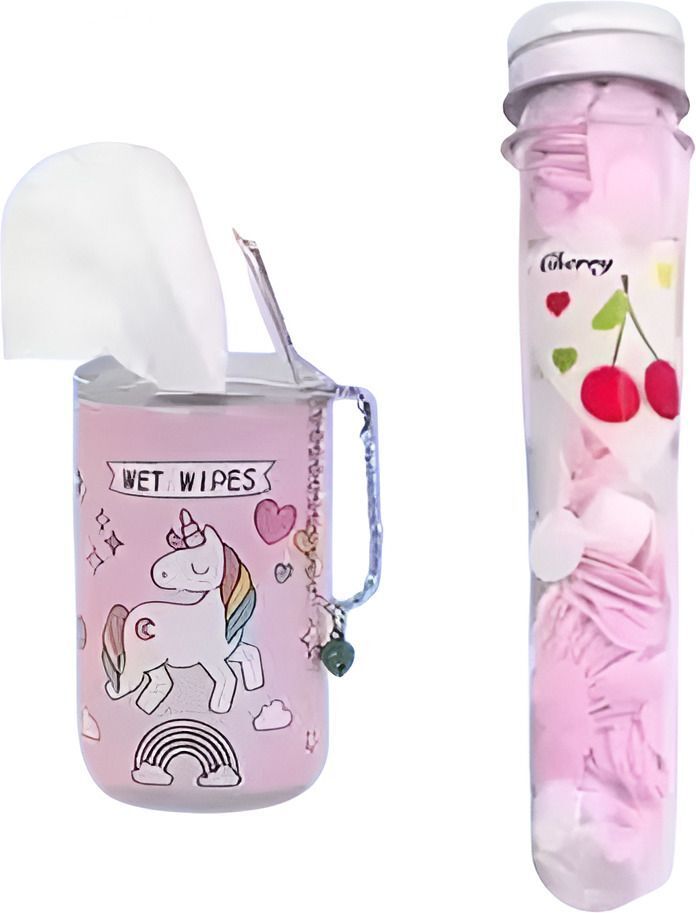 eclet 2pc of Combo Unicorn Cartoon Print Wet Wipes Tissue Can with paper soap-picture-16
