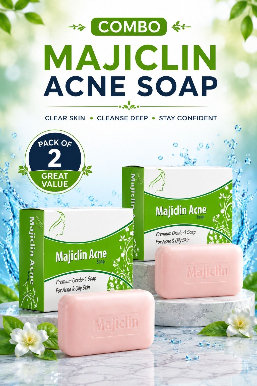 majiclin Acne Premium Grade 1 Soap (Pack of 2)75g each-picture-35