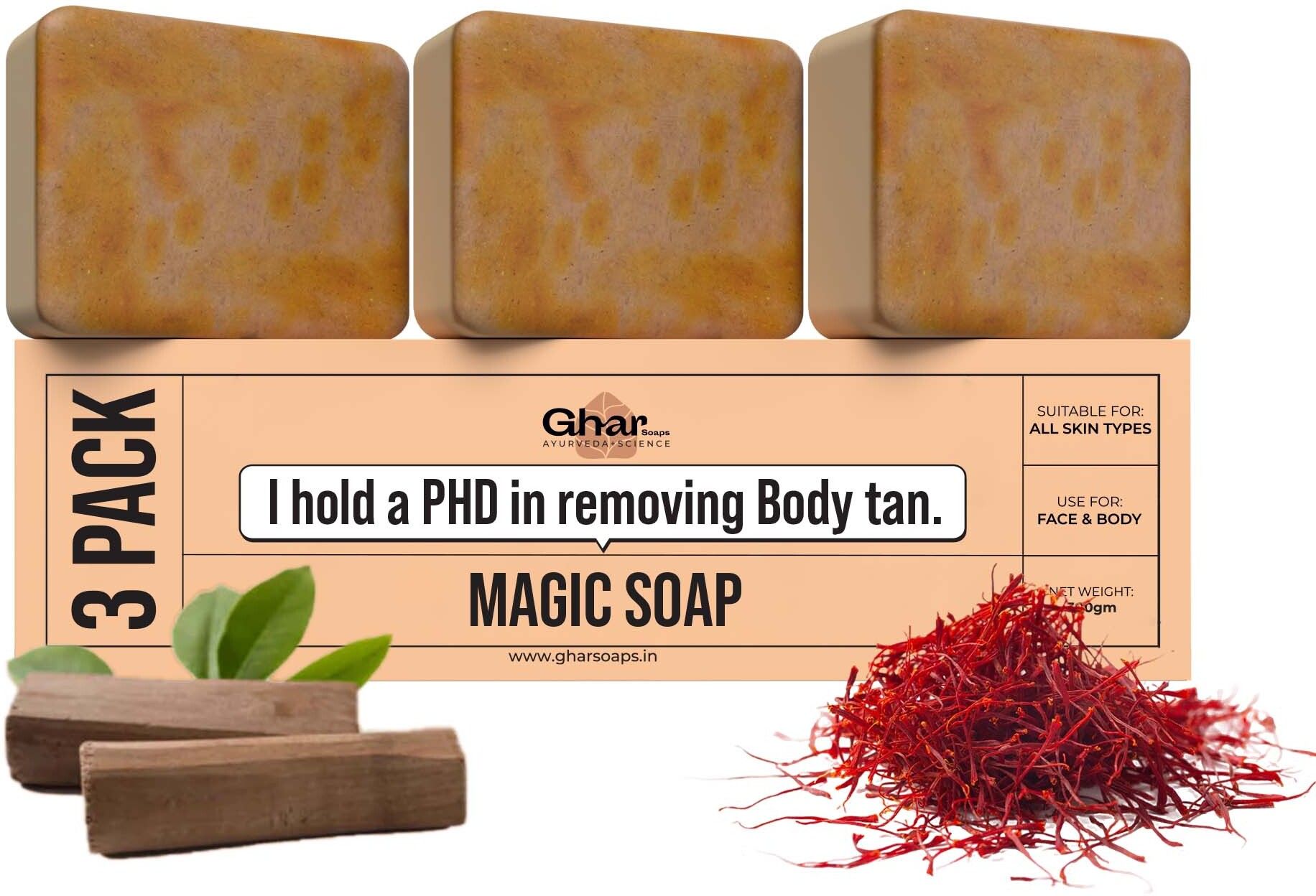Wood And Saffron Soap For Glowing & Refreshing Skin (pack of 3)