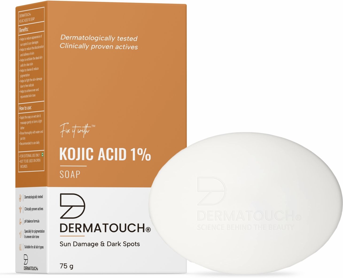 Dermatouch Kojic Acid 1% Soap with Glutathione, For 