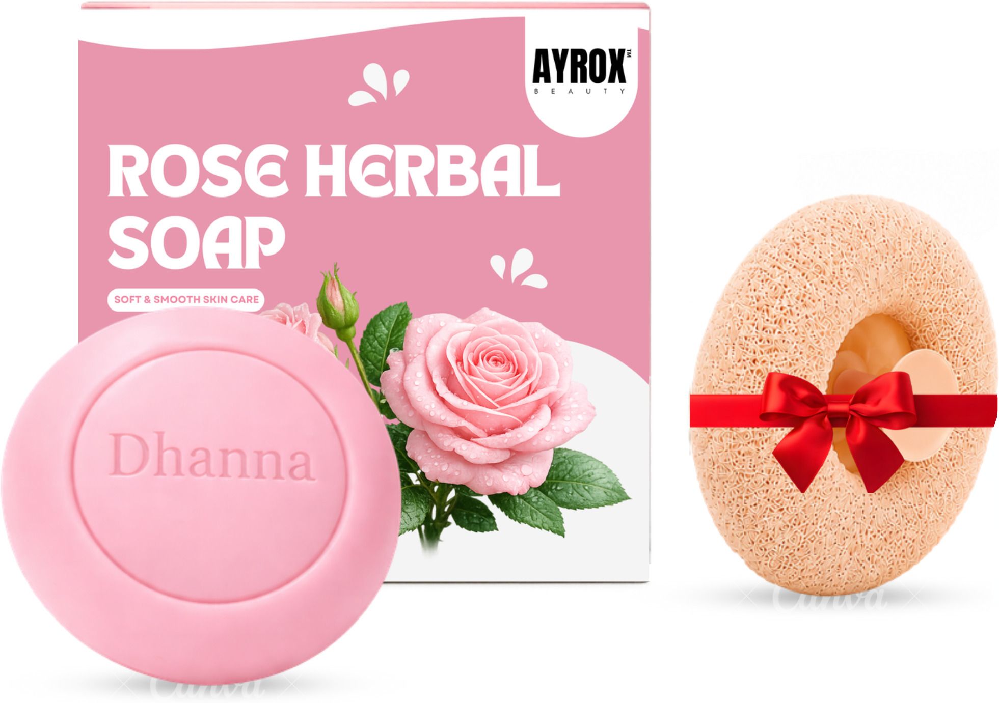 ayrox beauty Rose Herbal Soap with Free Bath Sponge | Natural Skin Care Soap-picture-22