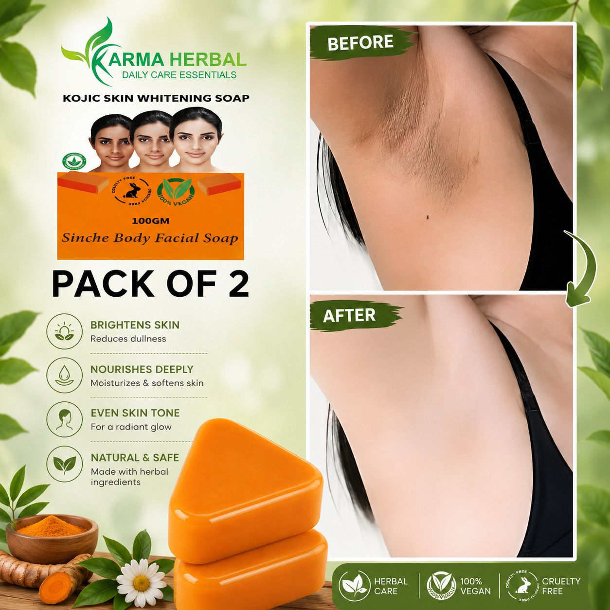 Kojic Skin Whitening Soap | DR SABU Inspired Brightening Care | Pack Of 2 |-image-13