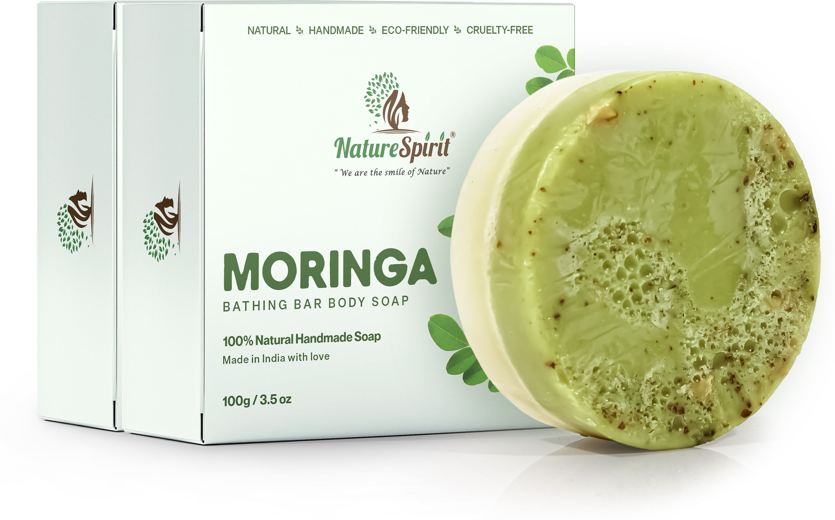 Natural Moringa Olive Coconut Handmade Bath Soap ( Pack of 2 )-image-12