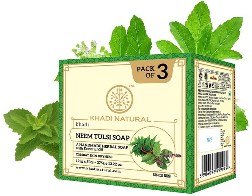 khadi natural Herbal Neem Tulsi Soap set of 125gm X 3-picture-14