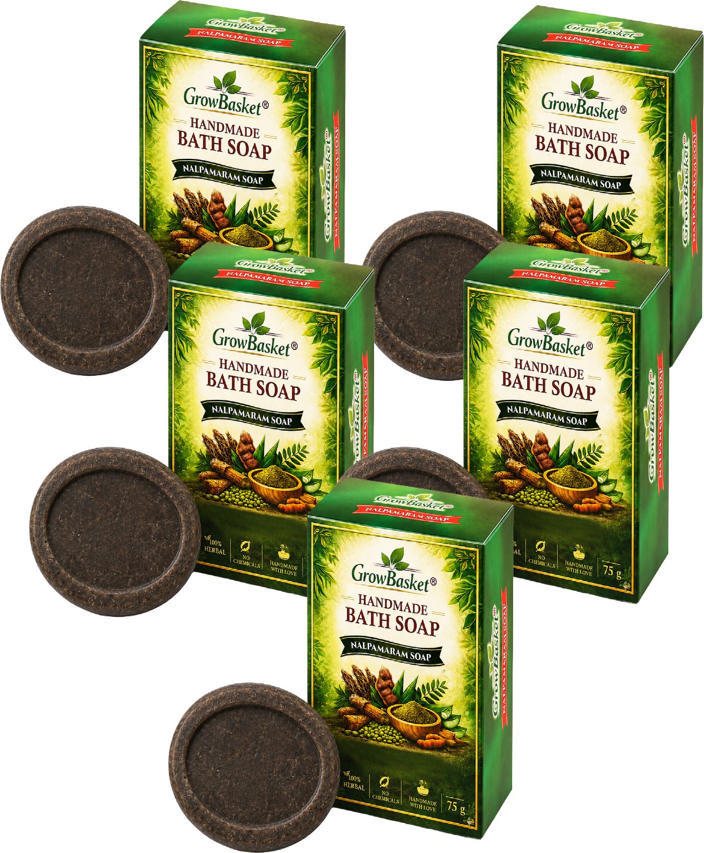 grow basket Traditional Kerala Nalpamaram Handmade Soap for Gentle Skin Cleansing-picture-23