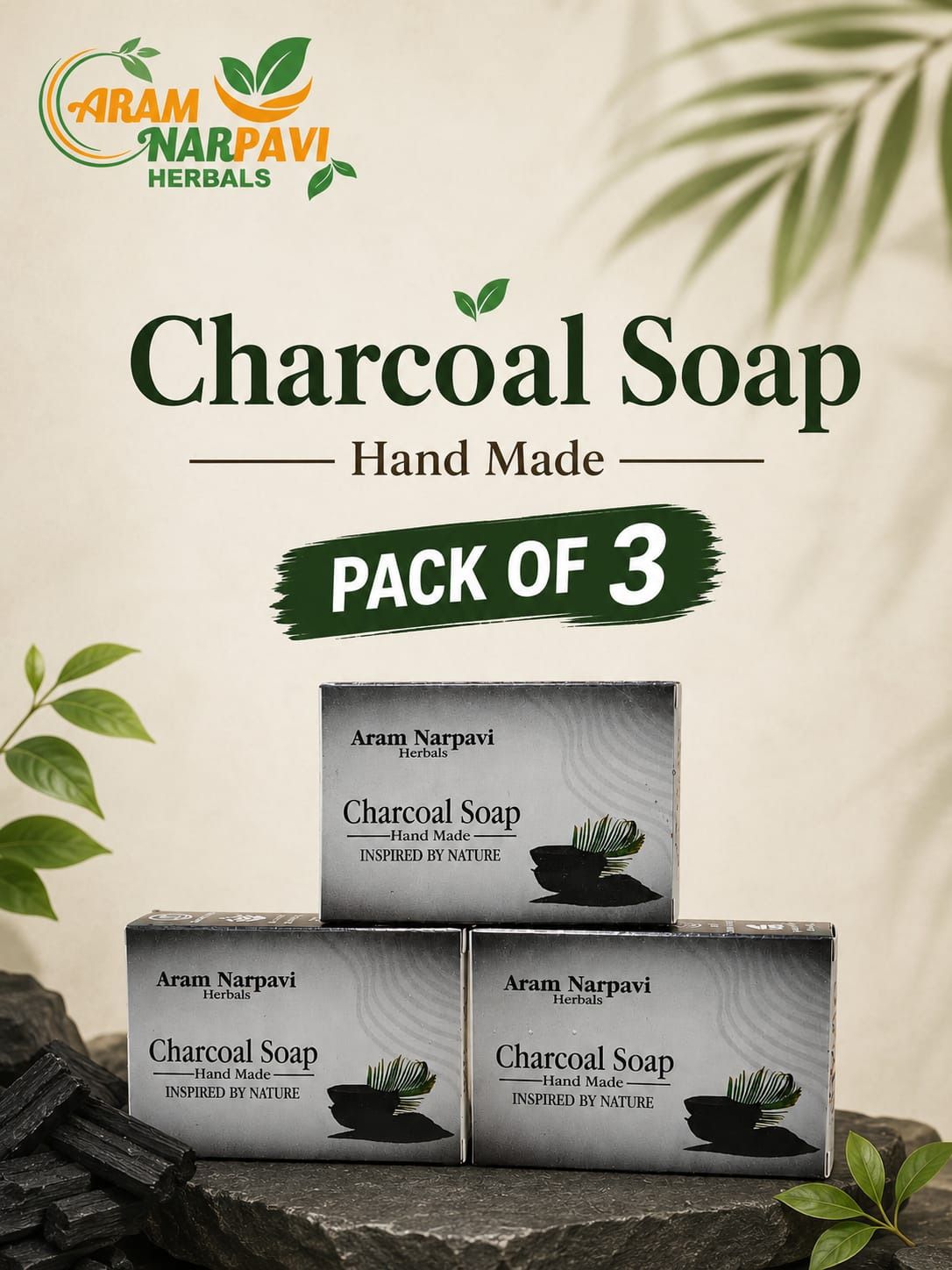 aram narpavi Handmade Charcoal Soap for Face & Body - Deep Cleansing-picture-12