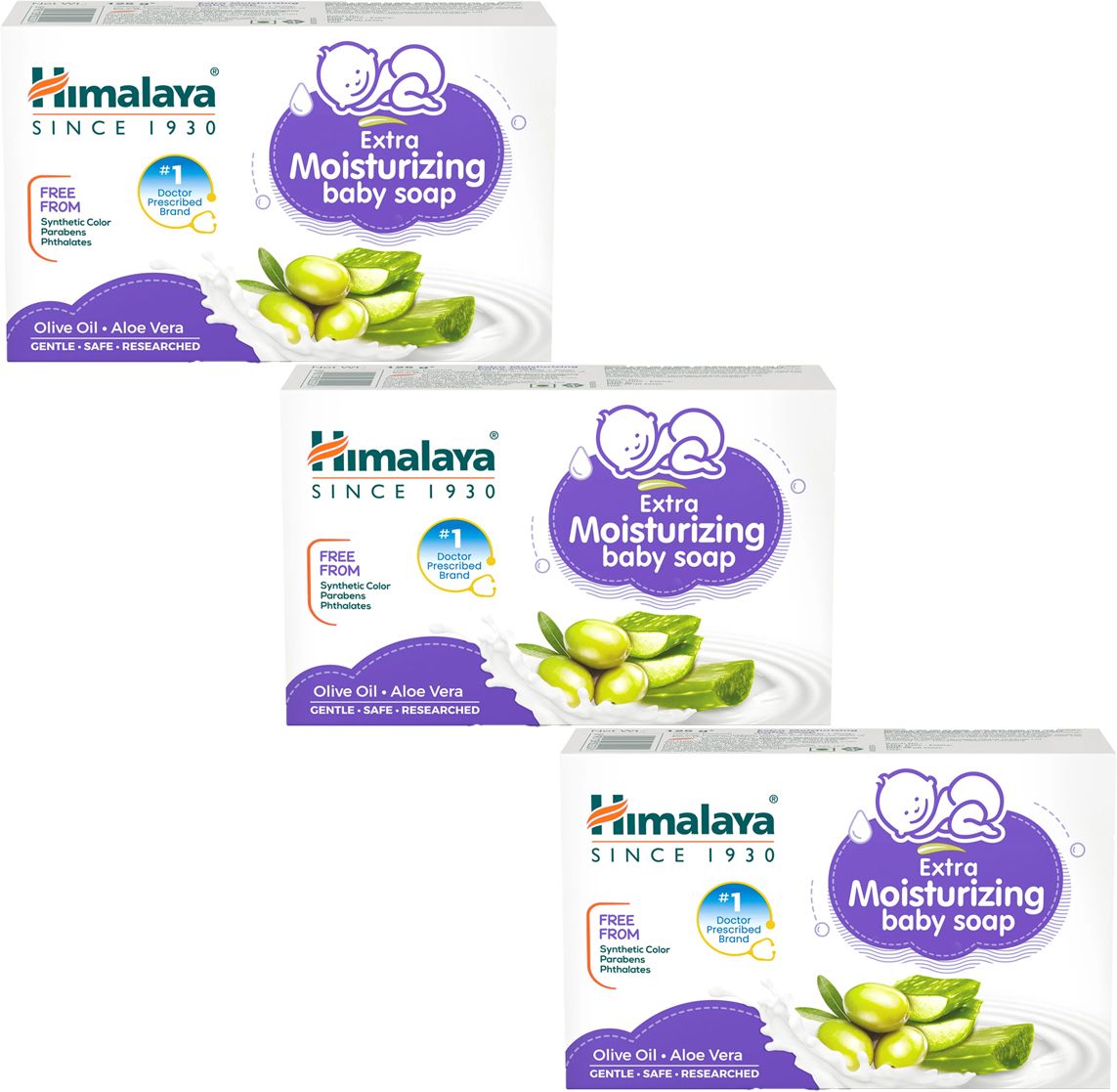 himalaya EXTRA MOISTURIZING BABY SOAP 125g ( Pack of 3 )-picture-28