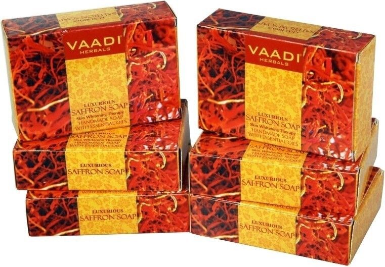 vaadi herbals Luxurious Saffron Soap - Skin Whitening Therapy - Pack of 6-picture-17