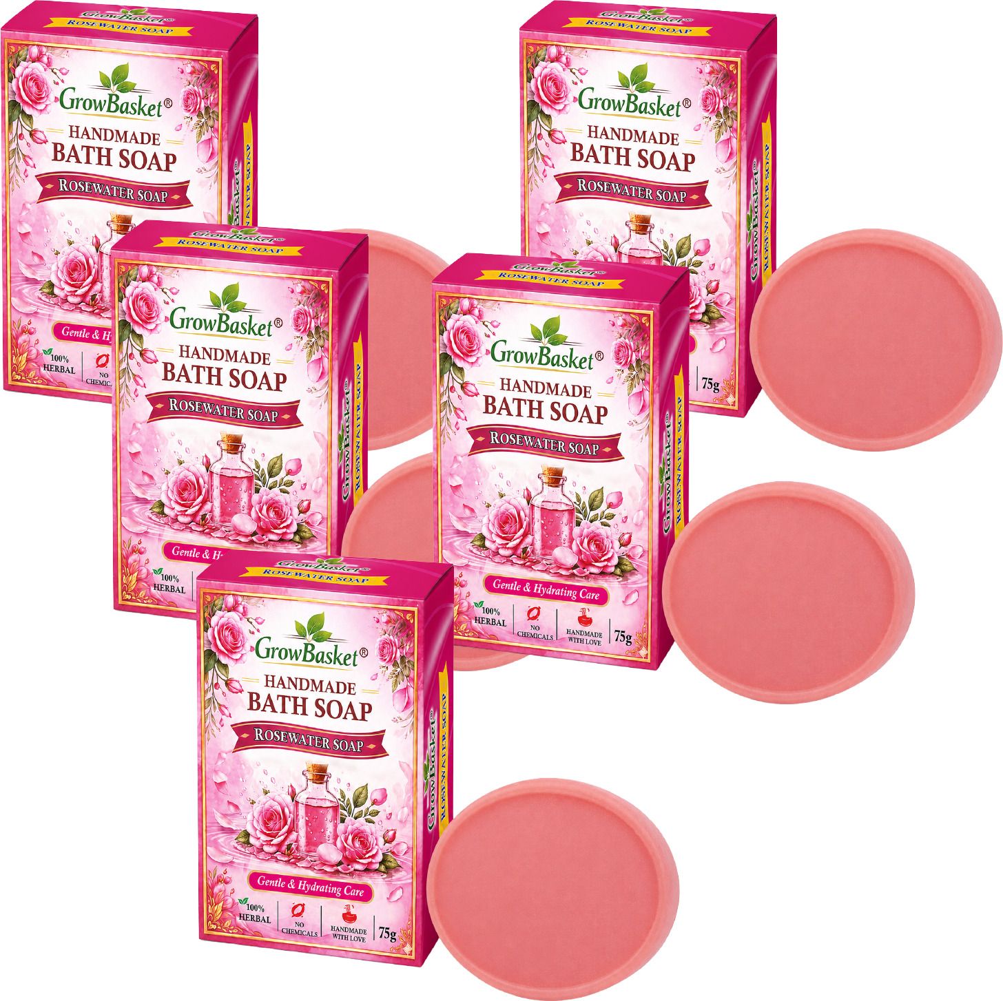 Natural Rosewater Handmade Soap Moisturizing Bath Bar for Men Women-image-45