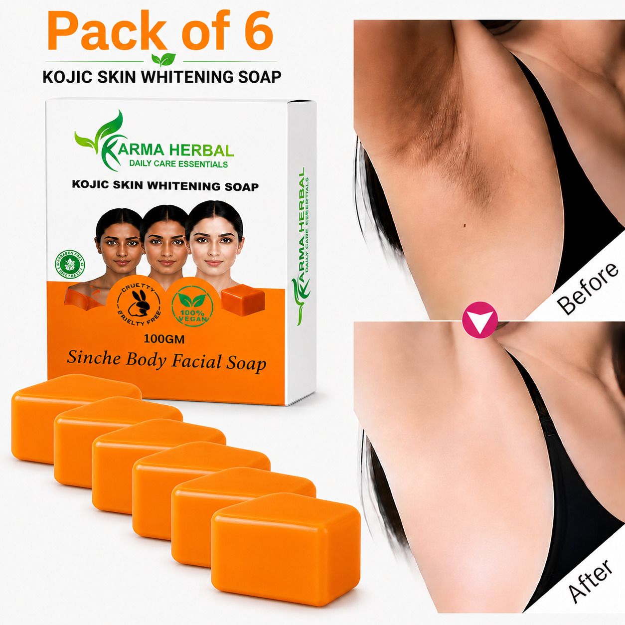 Kojic Skin Whitening papaya Soap Pack of 6-image-21