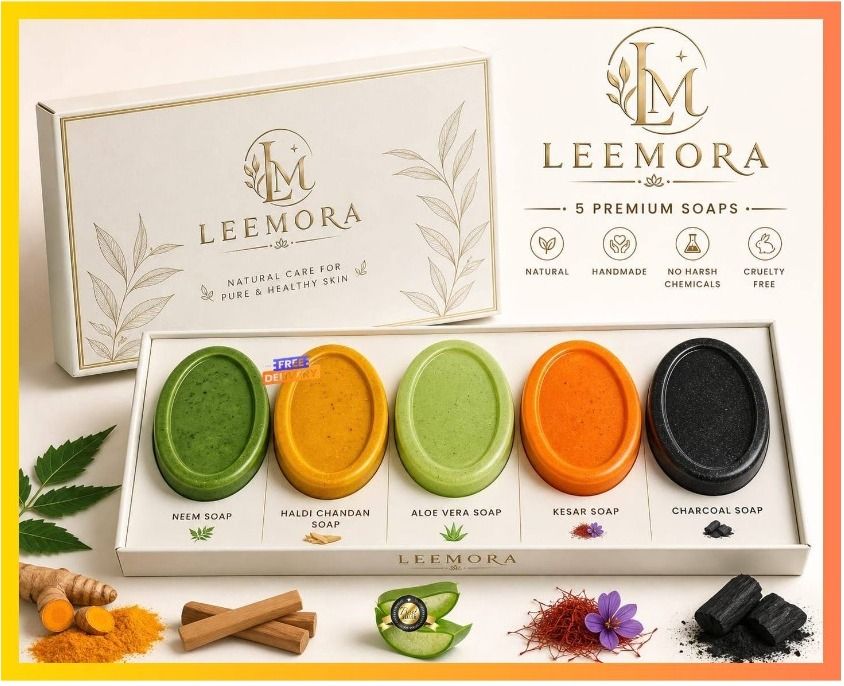leemora 5 Variant Natural Bathing Soap Combo for Family Use-picture-14