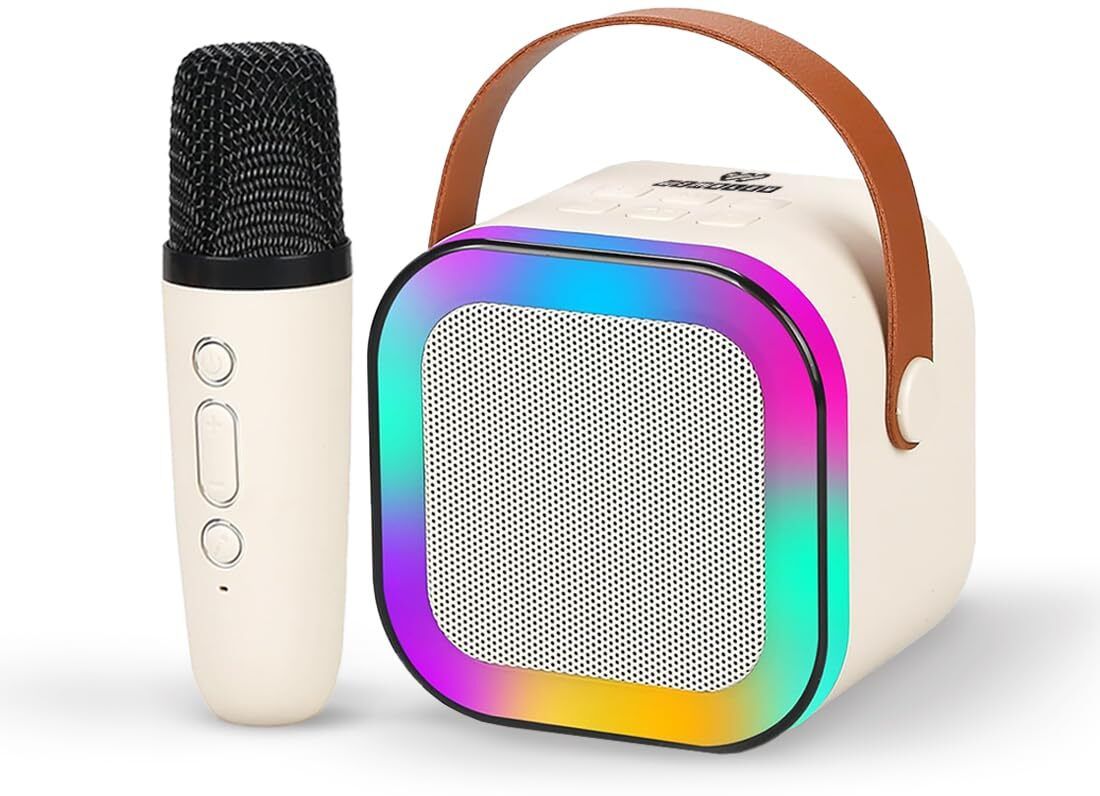 pluxaplay Portable Karaoke Speaker with Wireless Mic, RGB Lights, Bluetooth, TF Card USB-picture-1