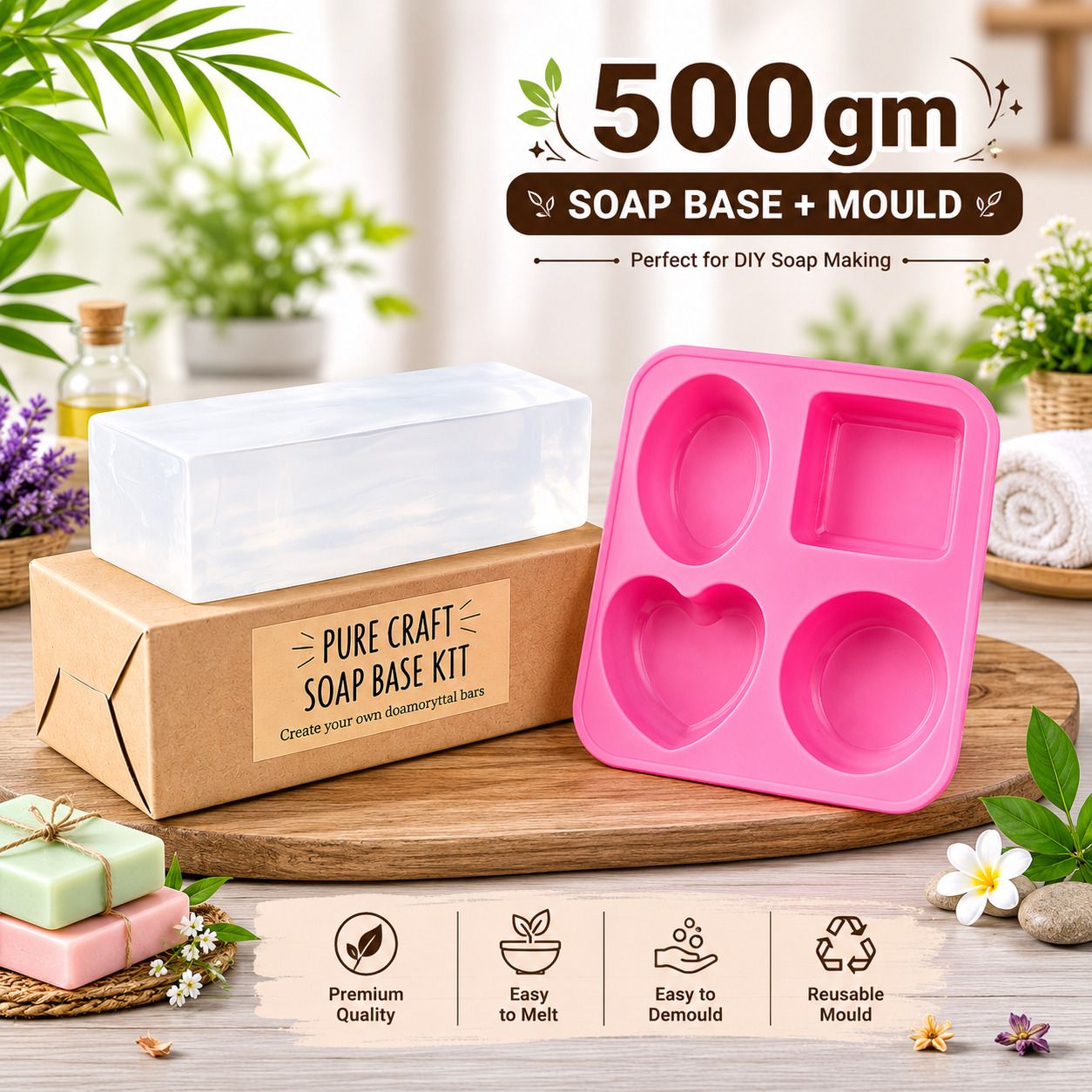romsue Glycerin Soap Base 500 g + Silicone Soap Mould-picture-19