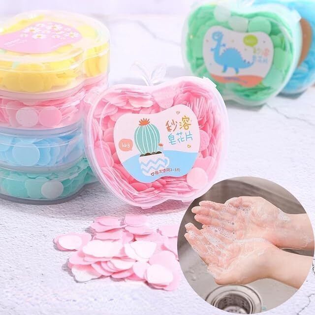beucare 2 Pcs Apple shape Paper Soap in Plastic Box For Travel-picture-28
