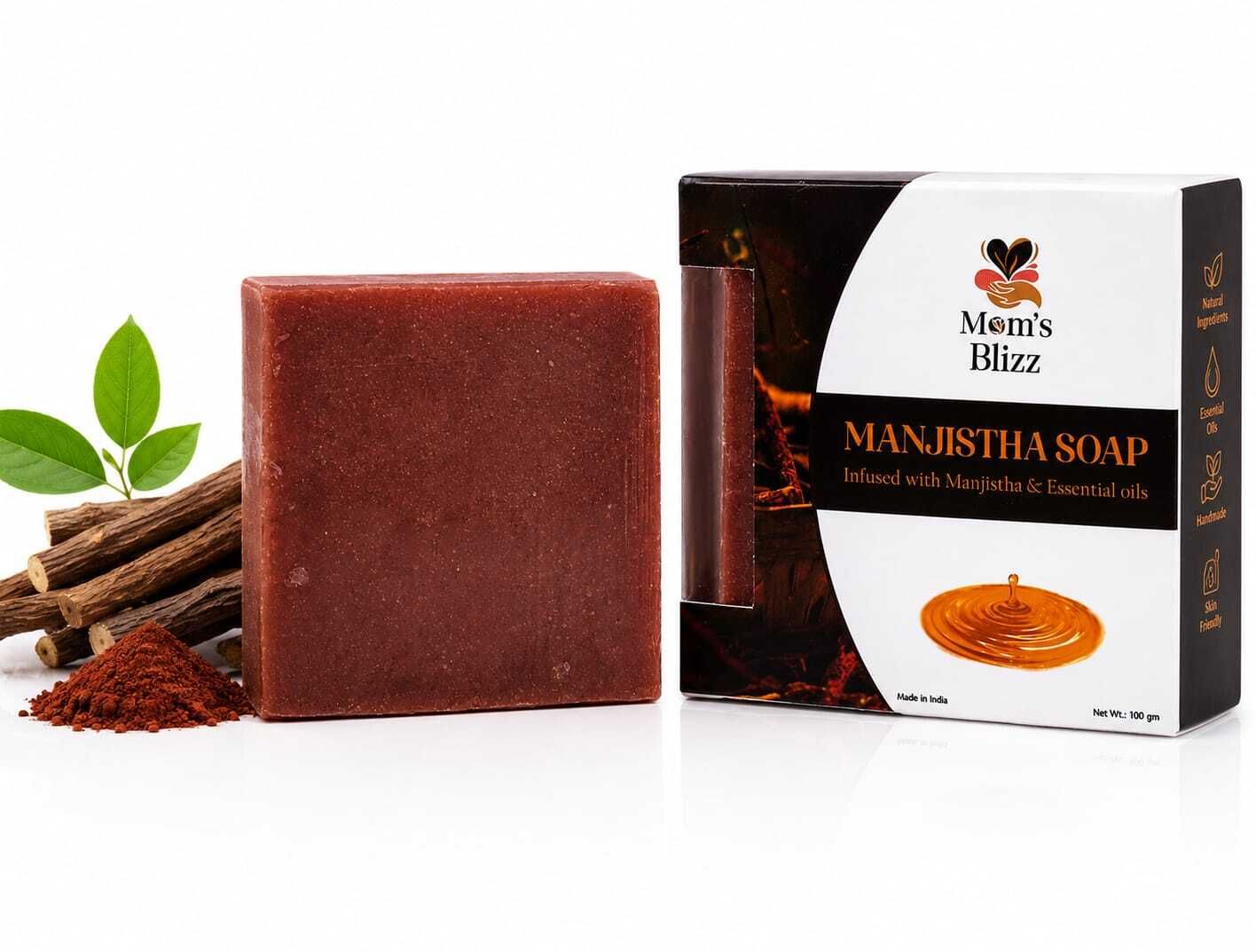 moms bliss Mom's Blizz Manjistha Herbal Bath Soap| Enriched with Manjistha Extract-picture-32