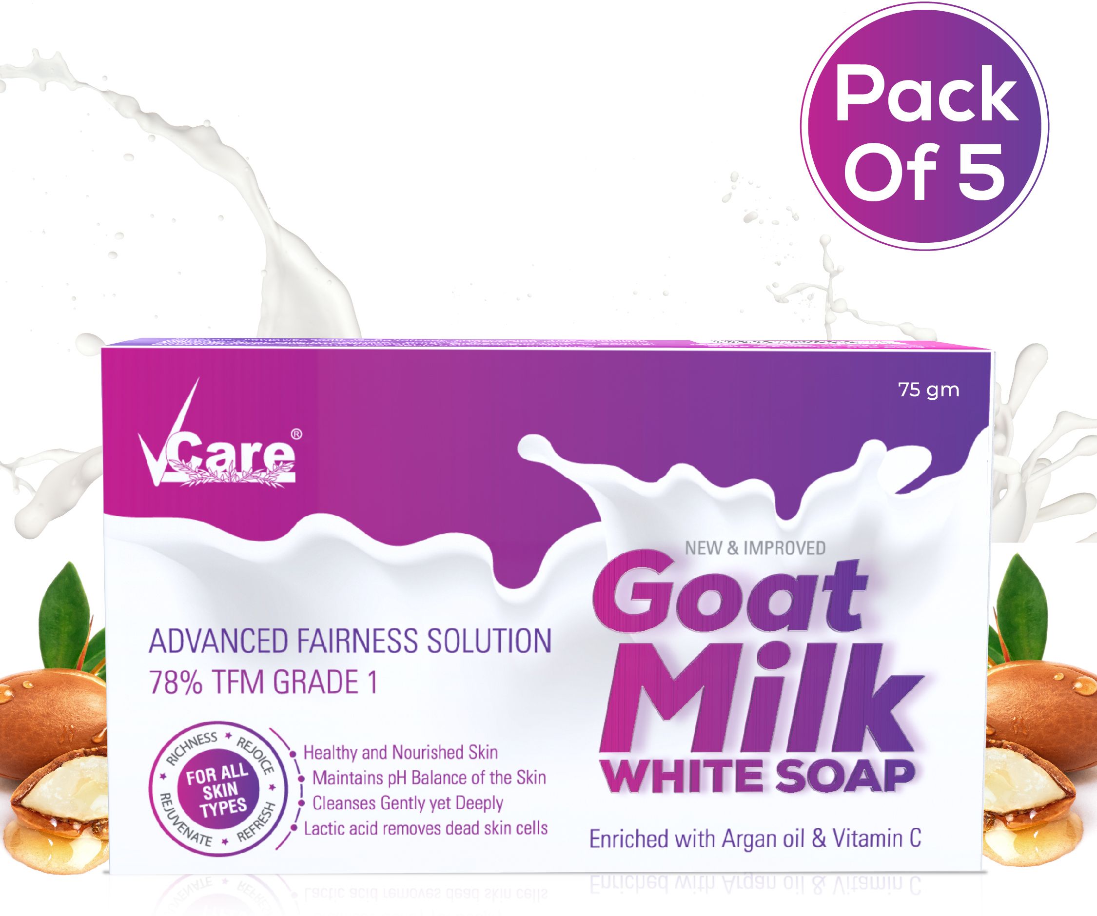 Goat Milk White Soap for Women & Men 75gm (Pack Of 5) Bathing Soap Bar-image-47