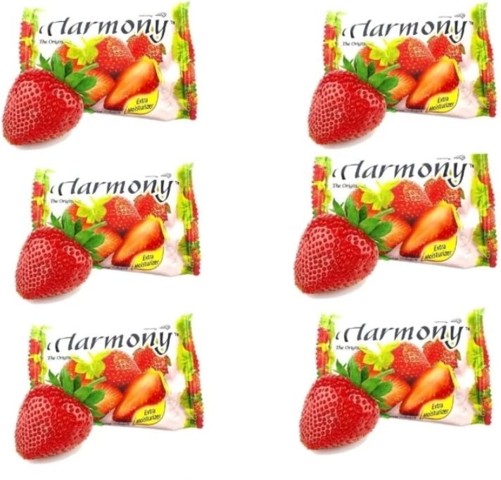 harmony Strawberry Bath Soap Pack of 6 | Extra Moisturizer | Fresh Daily Use Soap-picture-1