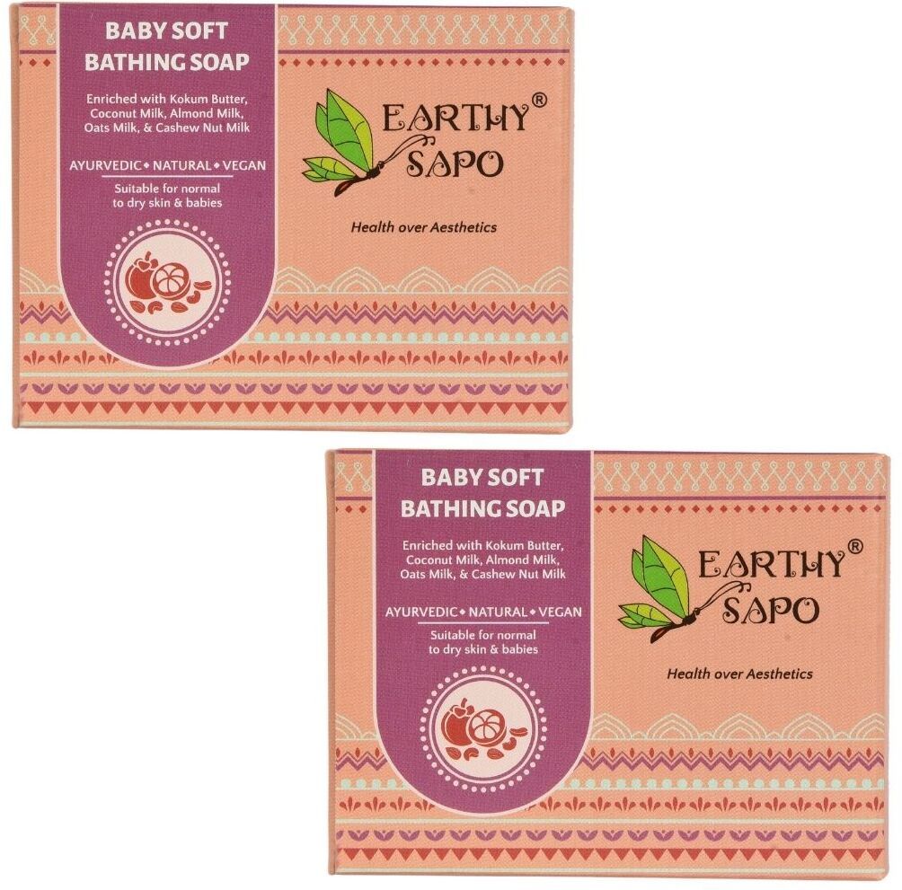earthy sapo Baby Soft Bathing Soap (Kokum butter, coconut milk, almond milk, cashewnut milk, oats milk)- set of 2 (2 x 100 g)-picture-18