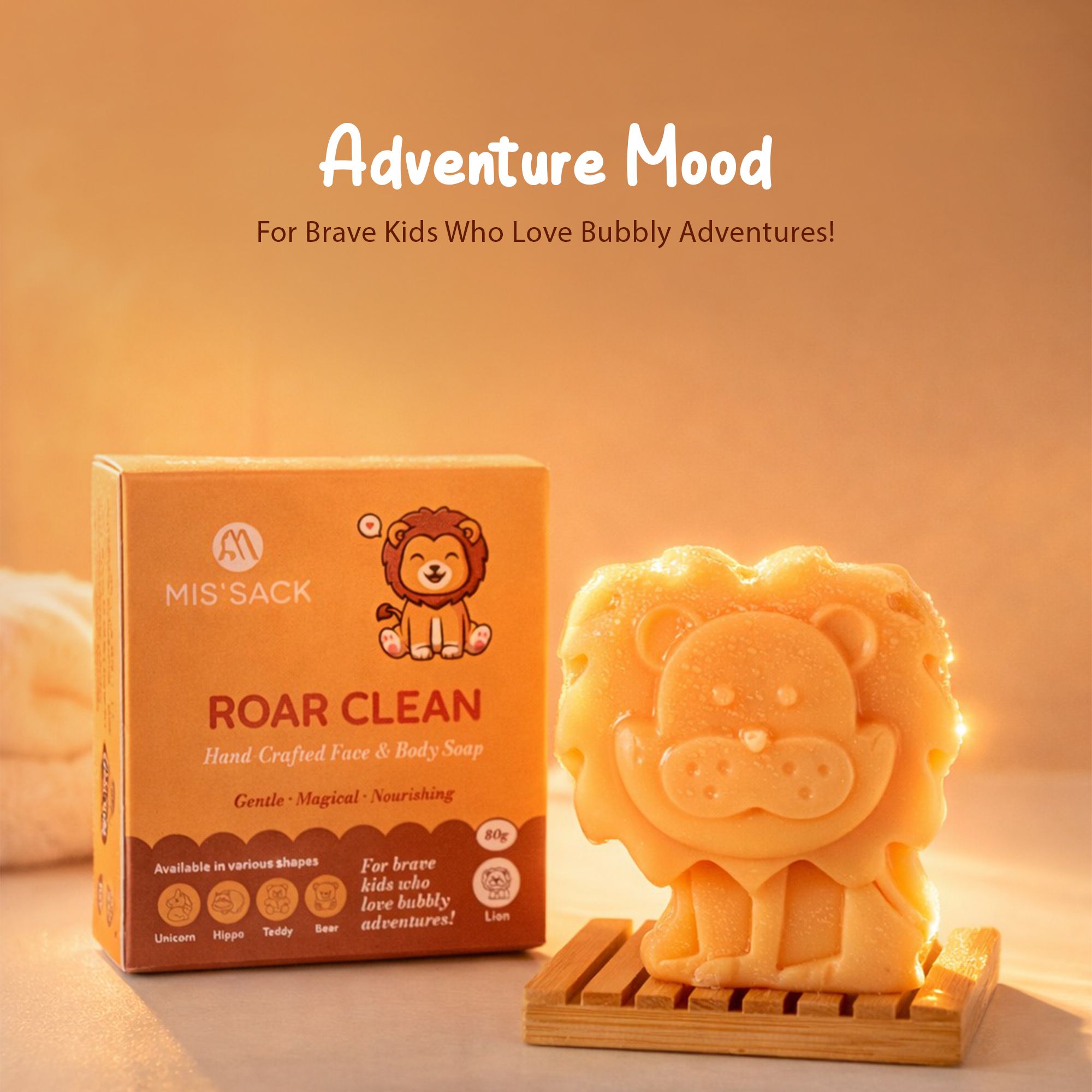 Roar Clean Kids Face & Body Soap | Lion Shape | Gentle Handcrafted Bath Soap |-image-23