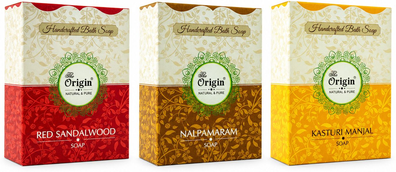 the origin Handcrafted Khadi Herbal Bath Soap Combo - Red Sandalwood, Turmeric, Nalpamaram-picture-30