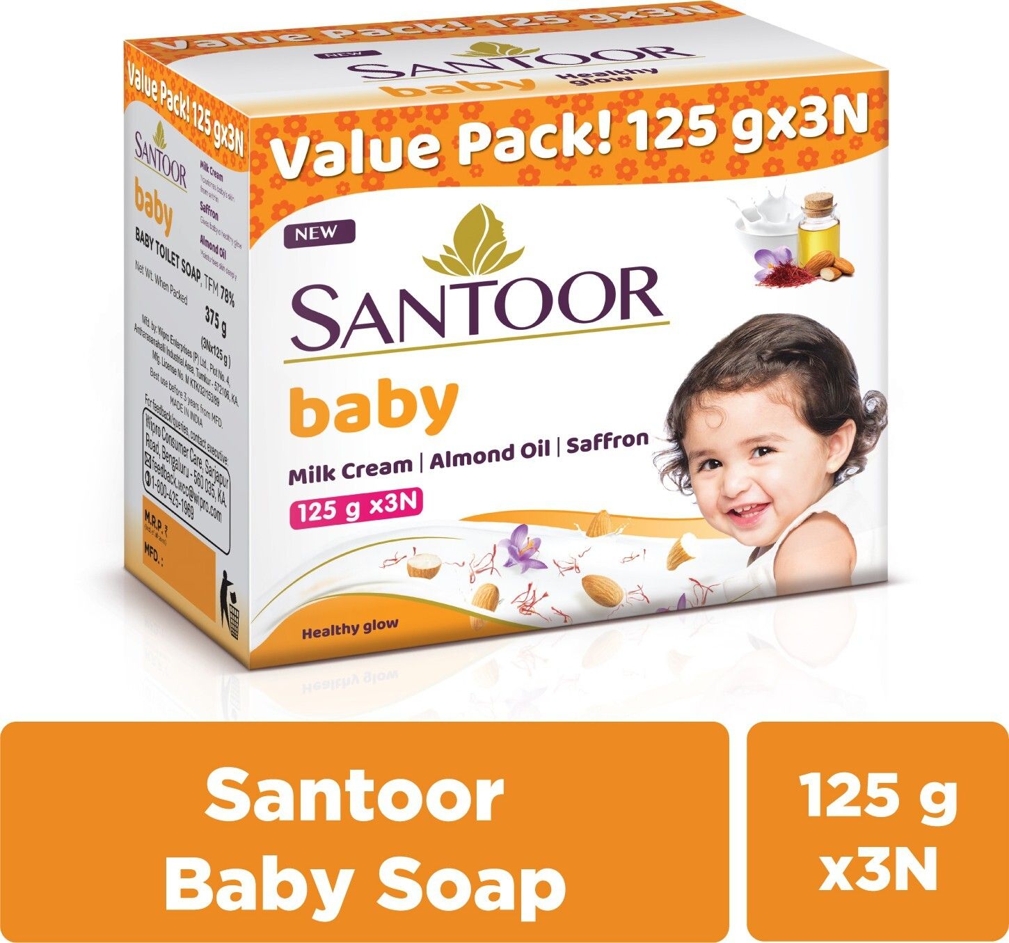 Baby Bathing Soap with Milk Cream, Saffron, & Almond Oil for Soft & Supple Skin