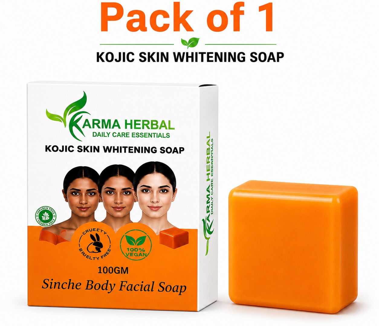 karma herbal Kojic Skin Whitening Soap | Papaya Extract | For Face & Body | Pack of 1 | 100gm-picture-23