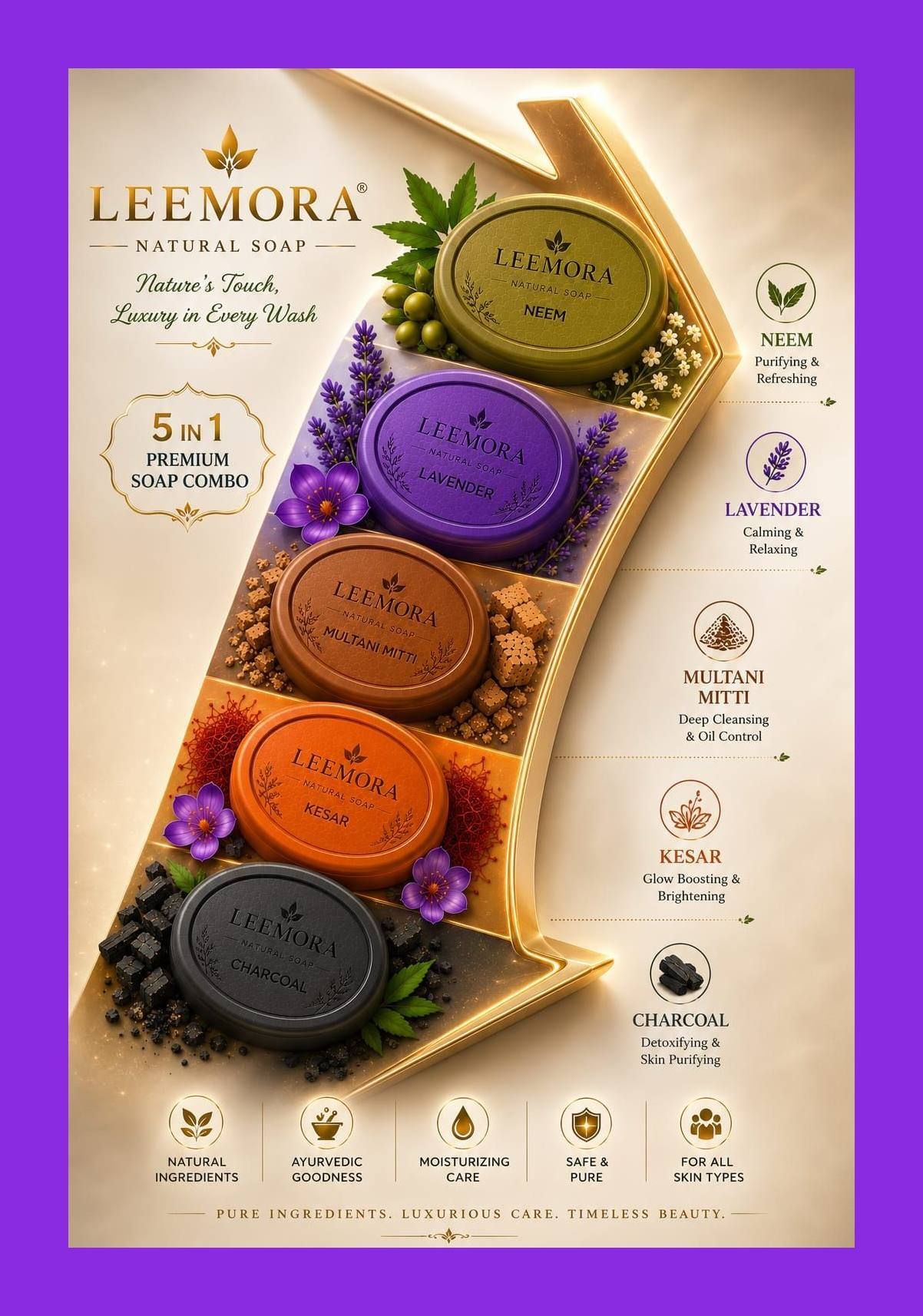 Natural Skin Care Soap Combo | 5 Premium Herbal Bathing-image-42