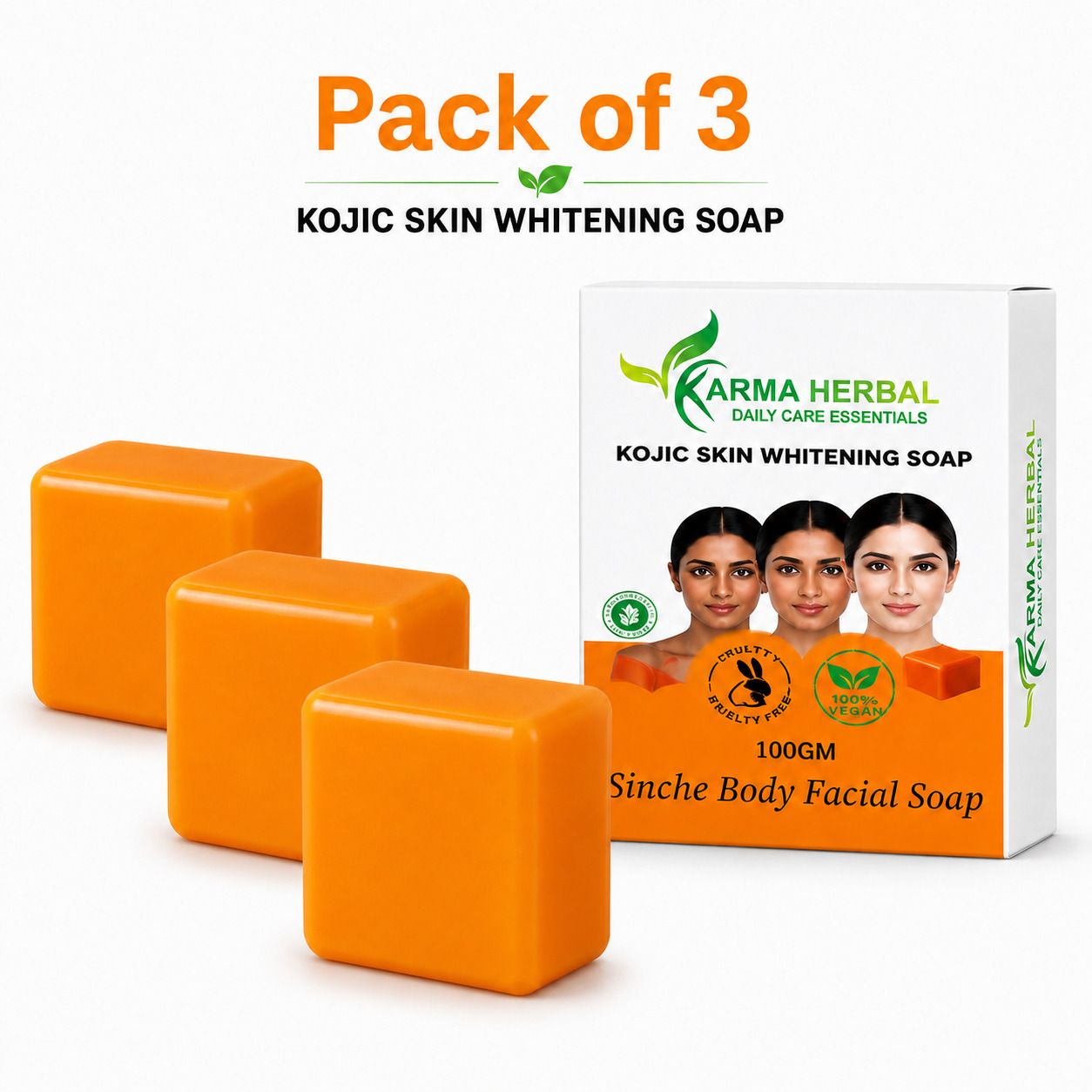 karma herbal Kojic Skin Whitening Soap | For Face & Body | Pack of 3 | 300 gm-picture-16