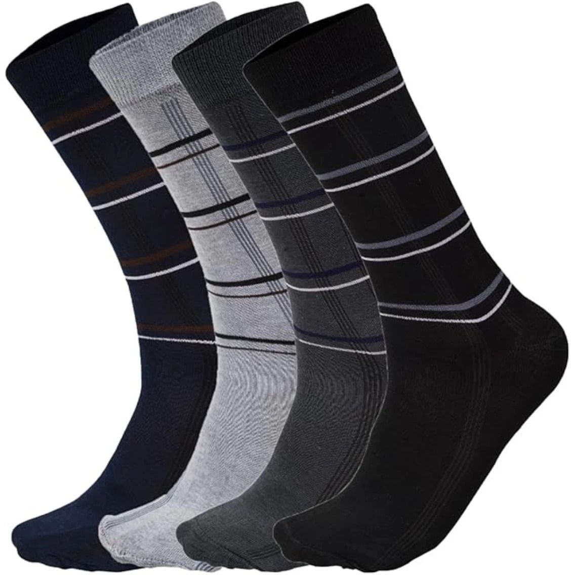 Men Striped Calf Length