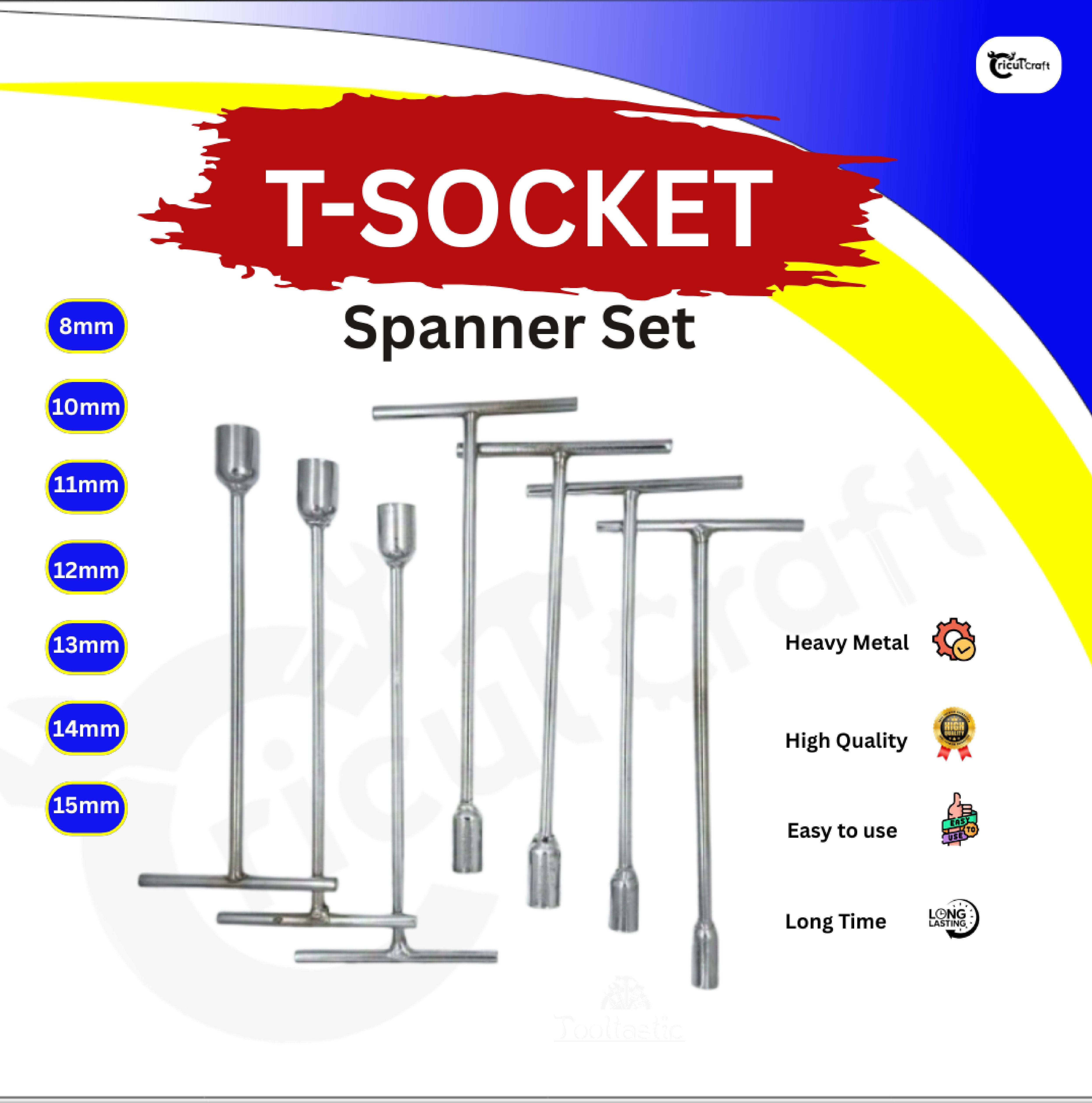 cricutcraft TC7L Premium Quality T SPANNER 8MM 10MM 11MM 12MM 13MM 14MM 15MM I EASY TO USE Socket Set-picture-12