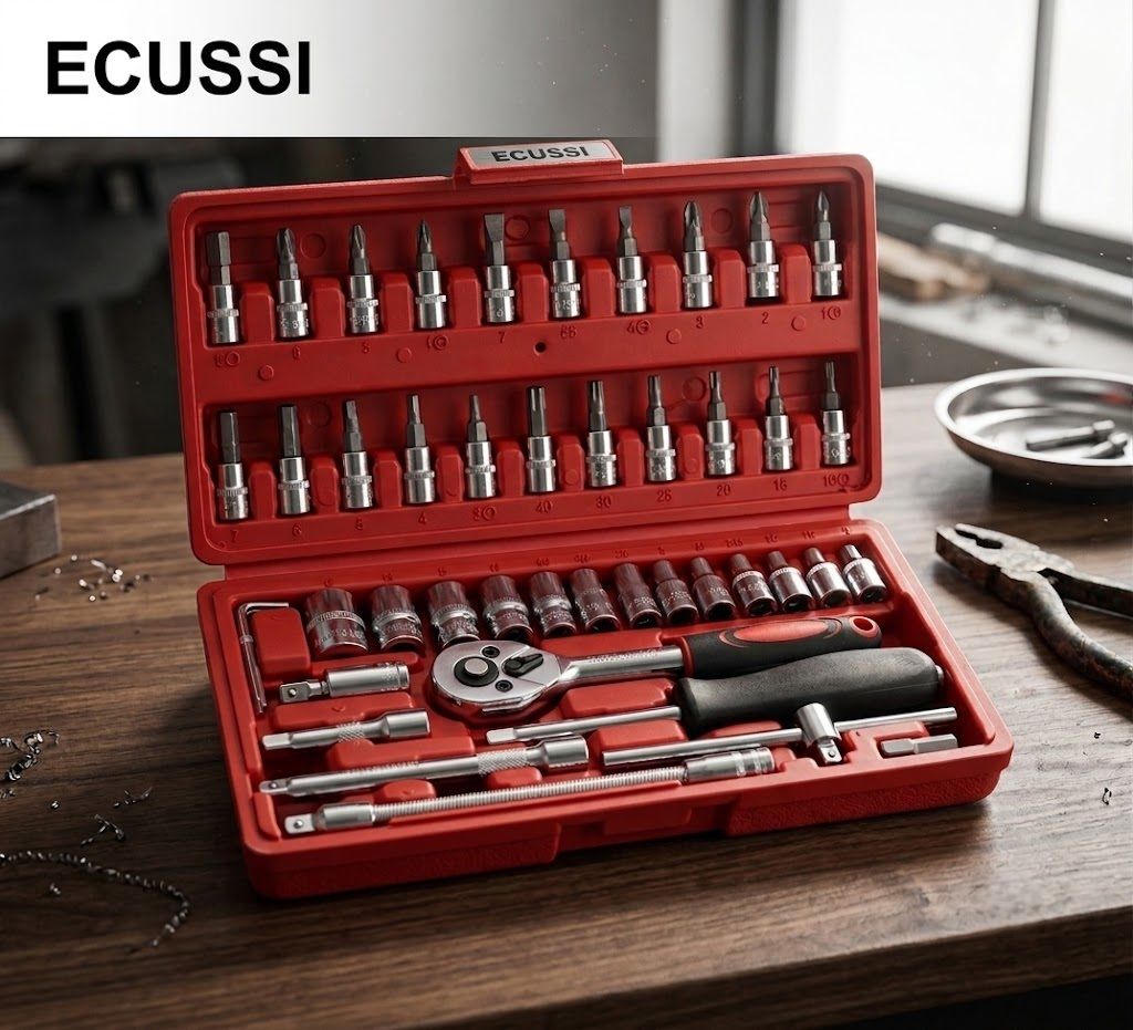 ecussi 46 Pcs 1/4 Inch Drive Socket Wrench Ratchet Tool Kit with Storage Case Socket Set-picture-25