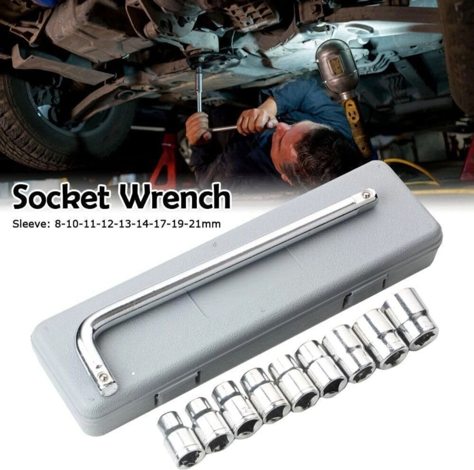 amozkart 10-Piece Hand Tool & Socket Set for Home, Car, Bike Repair, DIY Maintenance Kit Socket Set-picture-36