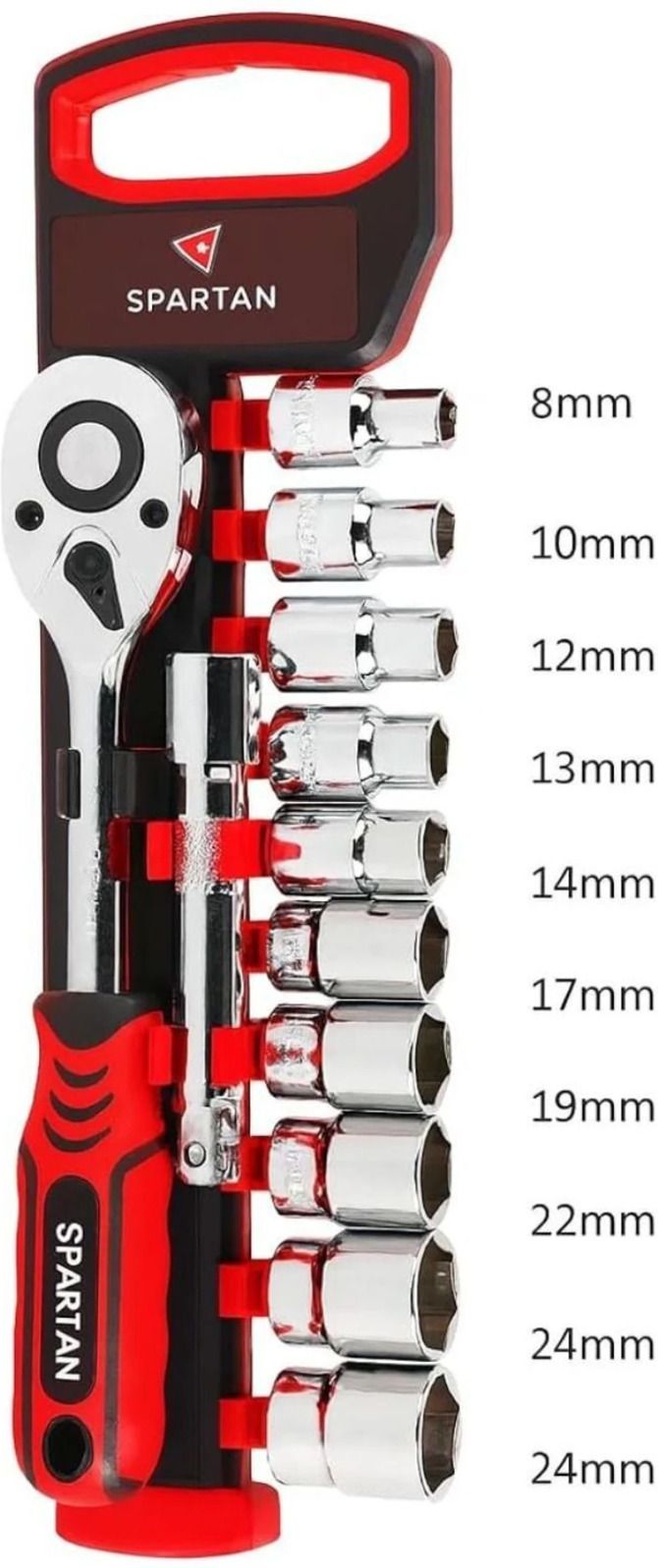 amozkart 1/2" Heavy Duty 12-Piece Chrome Vanadium Ratchet Socket Set for Auto DIY Repairs Socket Set-picture-24
