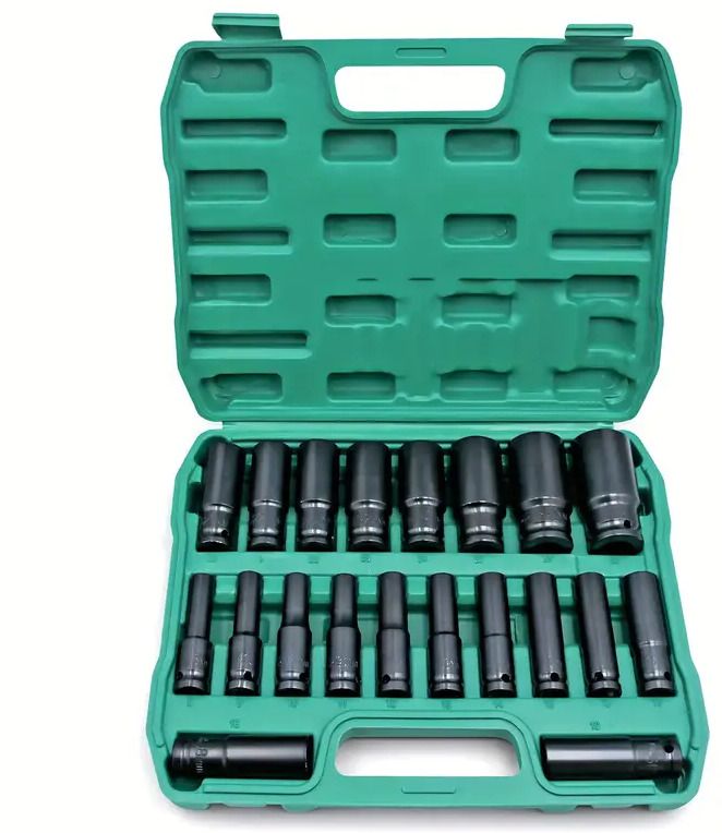 20 Pieces 1/2-Inch Square Drive 78mm Deep Impact Socket Hex Set Socket Set-image-45