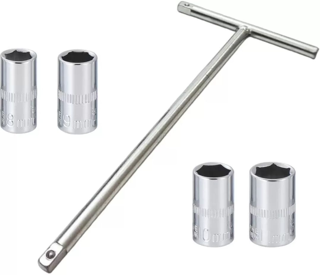 1/4" drive t-handle with for socket of (8mm,10mm,11mm,12mm) Socket Set-image-9