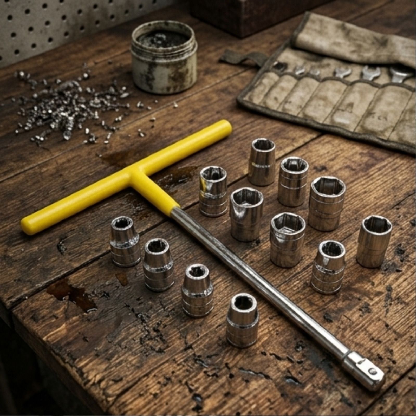 13Pcs 1/2 Inch Drive T Handle Hex Bit Socket Set for Car, Bike & Home Repair Kit Socket Set-image-12