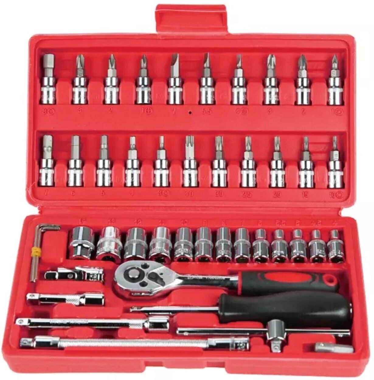 PAPU 46 Pieces Spanner Socket Combination Tool Kit & Screwdriver Set, Wrench Socket Set-image-40