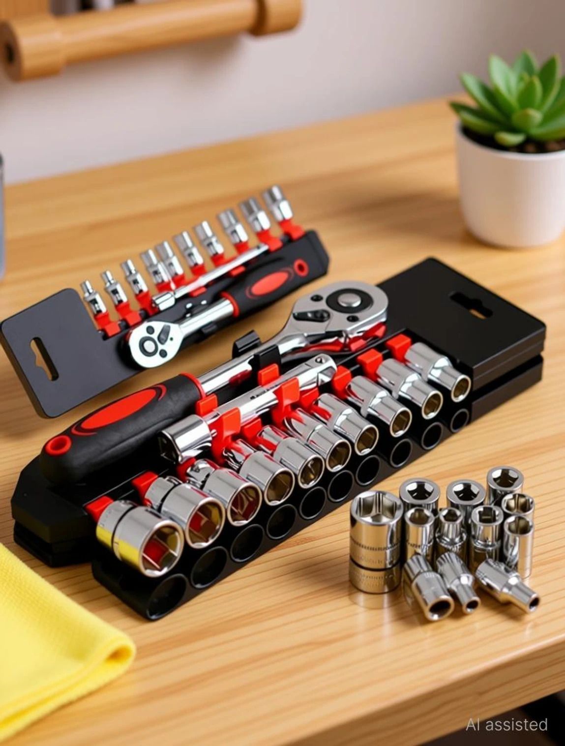 herryenterprise 1/4 Inch Socket Set 12Pcs with Ratchet Spanner for Car Machinery Repair Tools Socket Set-picture-31