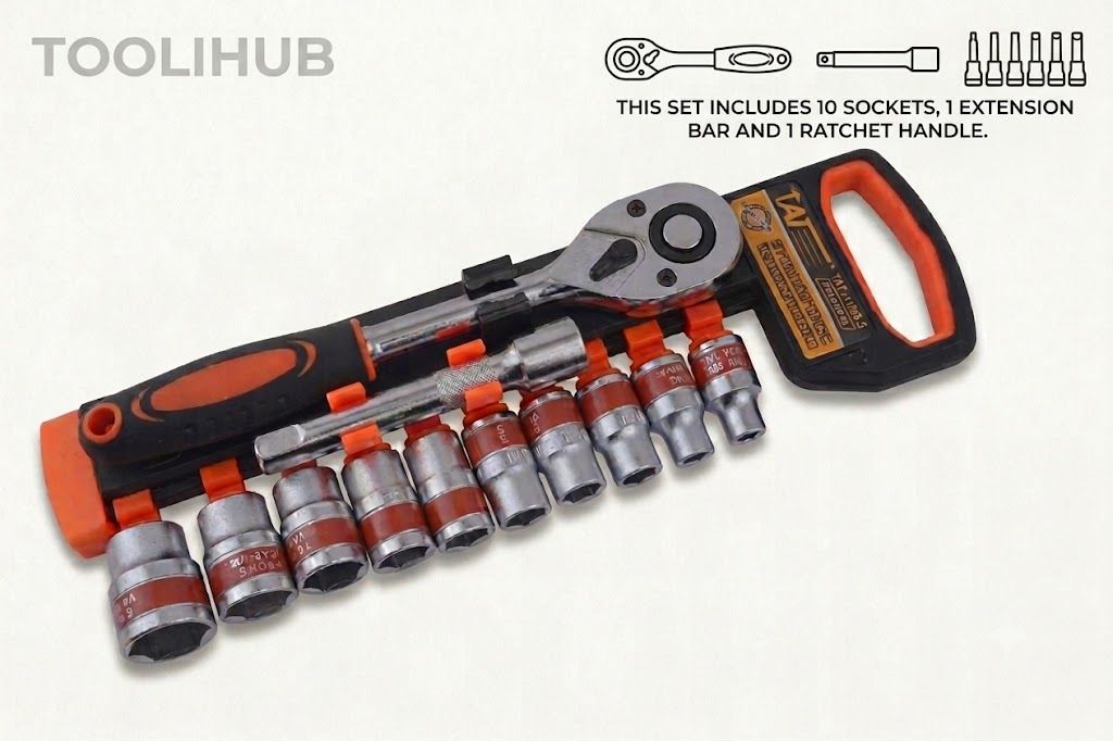 12Pcs TAT CRV Quick Release Reversible Ratchet Socket Set Socket Set-image-29