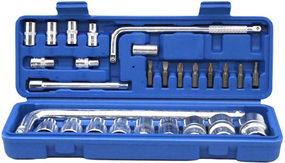 25-Piece 1/4-Inch Drive Socket Wrench & Screwdriver Bit Set with Storage Case Socket Set-image-1
