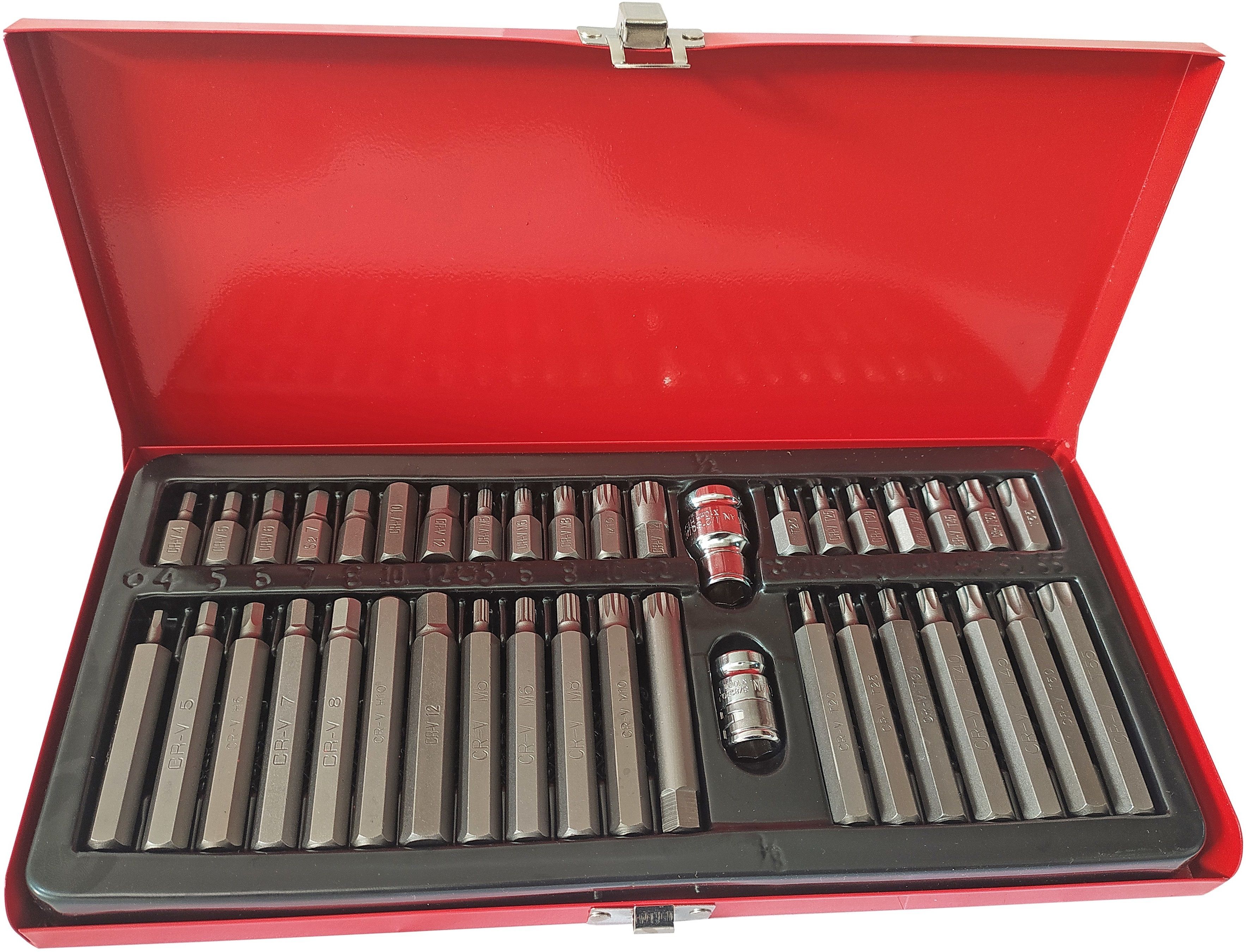 40pc Torx Star Spline Hex Allen Key Socket Bit Set 3/8 & 1/2 Drive Alan T20-T55 Socket Set-image-28