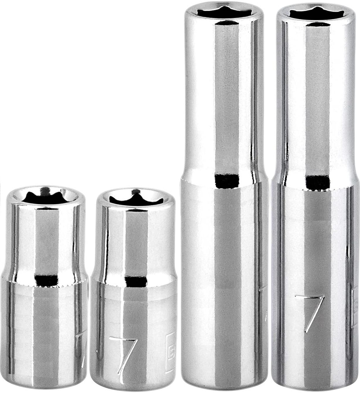 7MM Shallowx2 + Deepx2-1/4" Drive CRV Steel Hardened Home and Professional Use Socket Set-image-19