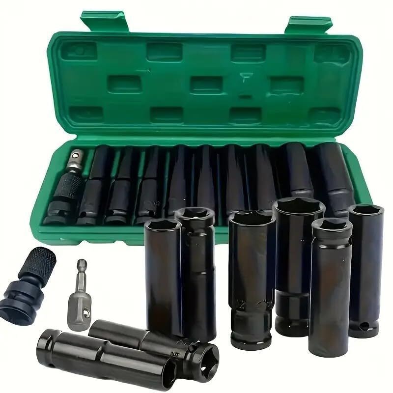 11 Pieces 1/2-Inch Square Drive 78mm Deep Impact Socket Hex Set Socket Set-image-46