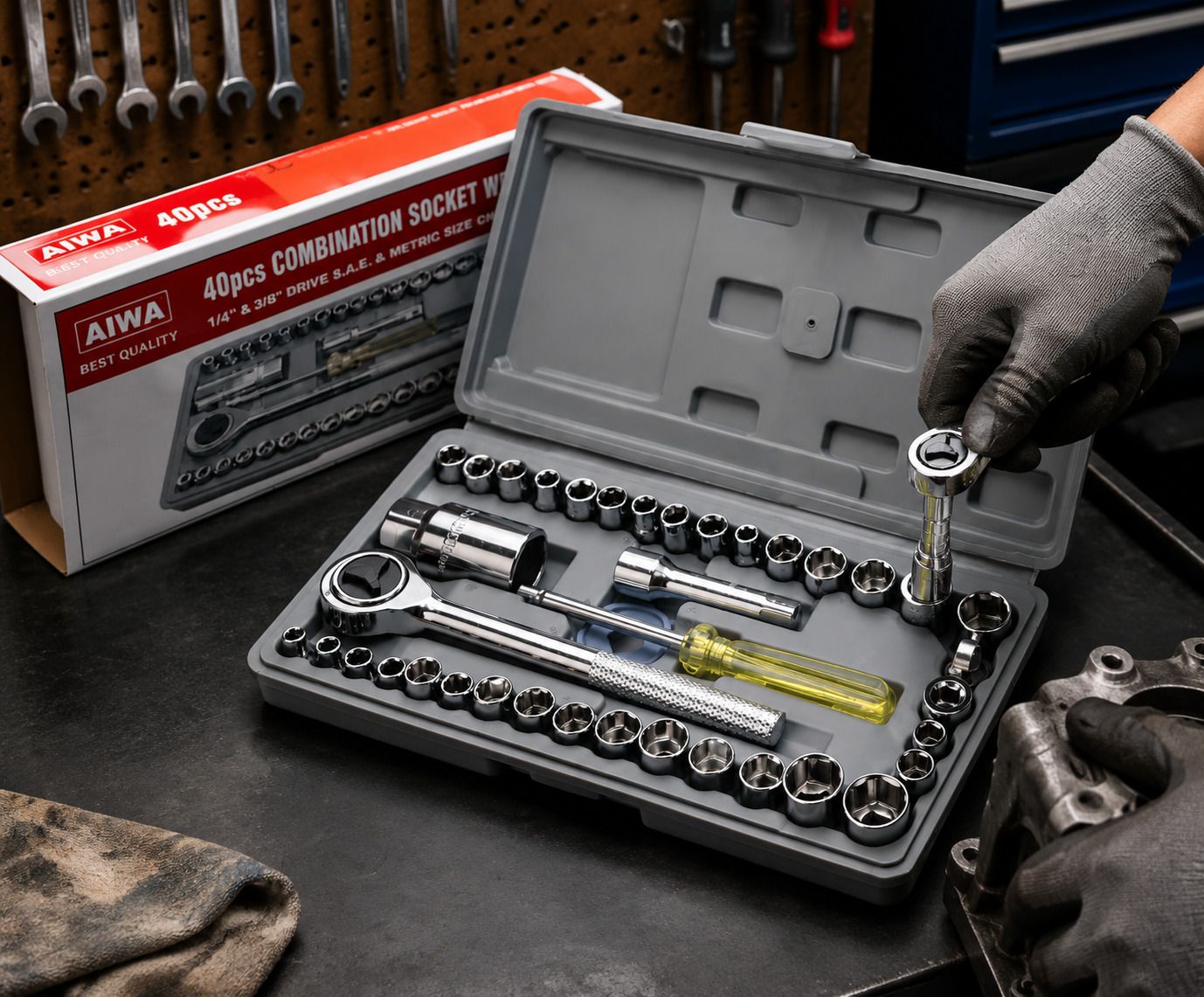 harjeel enterprise HEAVY QUALITY 40 PIC TOOL KIT SET FOR Home, Garage, Car, Bike & DIY Maintenance Socket Set-picture-30