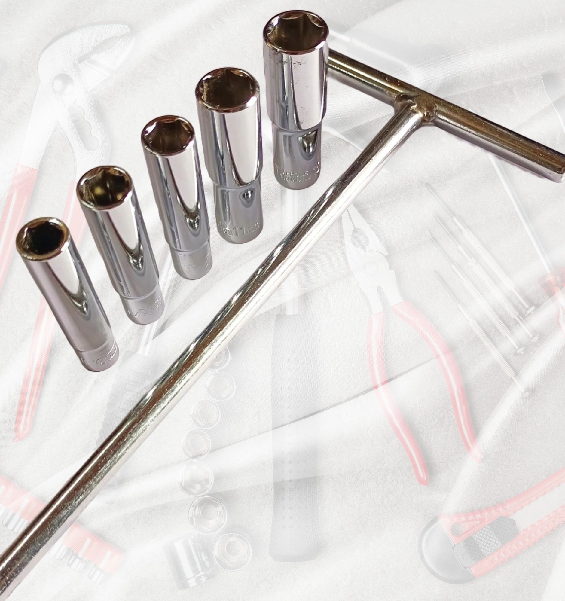 4mech T handle + 5 Long Sockets, 1/4 T-Handle with 8mm, 9mm, 10mm, 11mm and 12mm Long Socket Set-picture-21