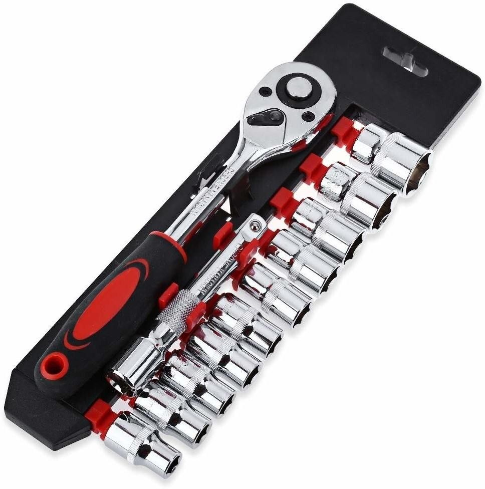12 in 1 Heavy Duty 1/2 Chrome Vanadium steel Socket Set with Quick Release Reversible Ratchet, Wrench Set, Tool Kit Socket Set