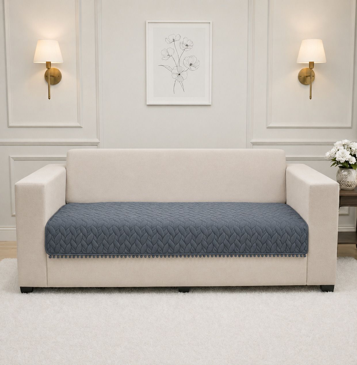 lhf living home furnishing Velvet 3 Seater Sofa Cover (Pack of 1 Reversable) Sofa Fabric-picture-39